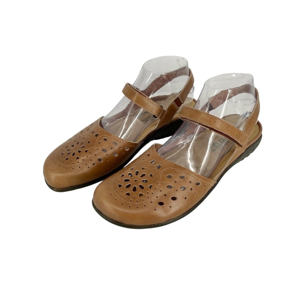 Naot Arataki Mary Jane Slingback Women 41 10-10.5 Tan Leather Sandals Israel
